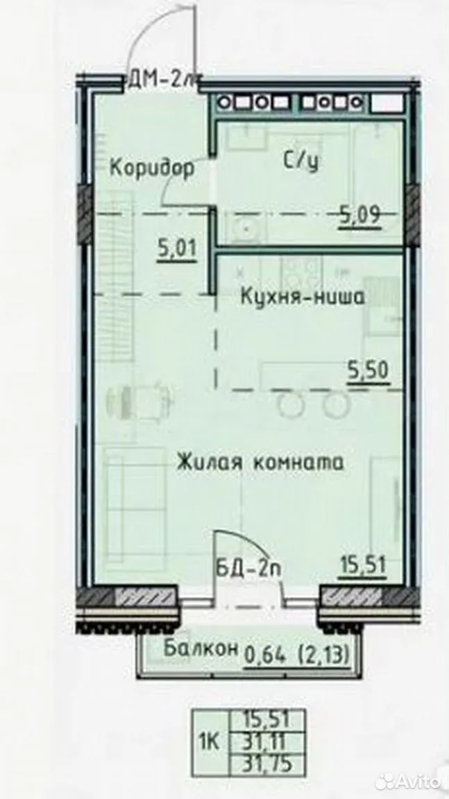 планировка квартиры 31 м2